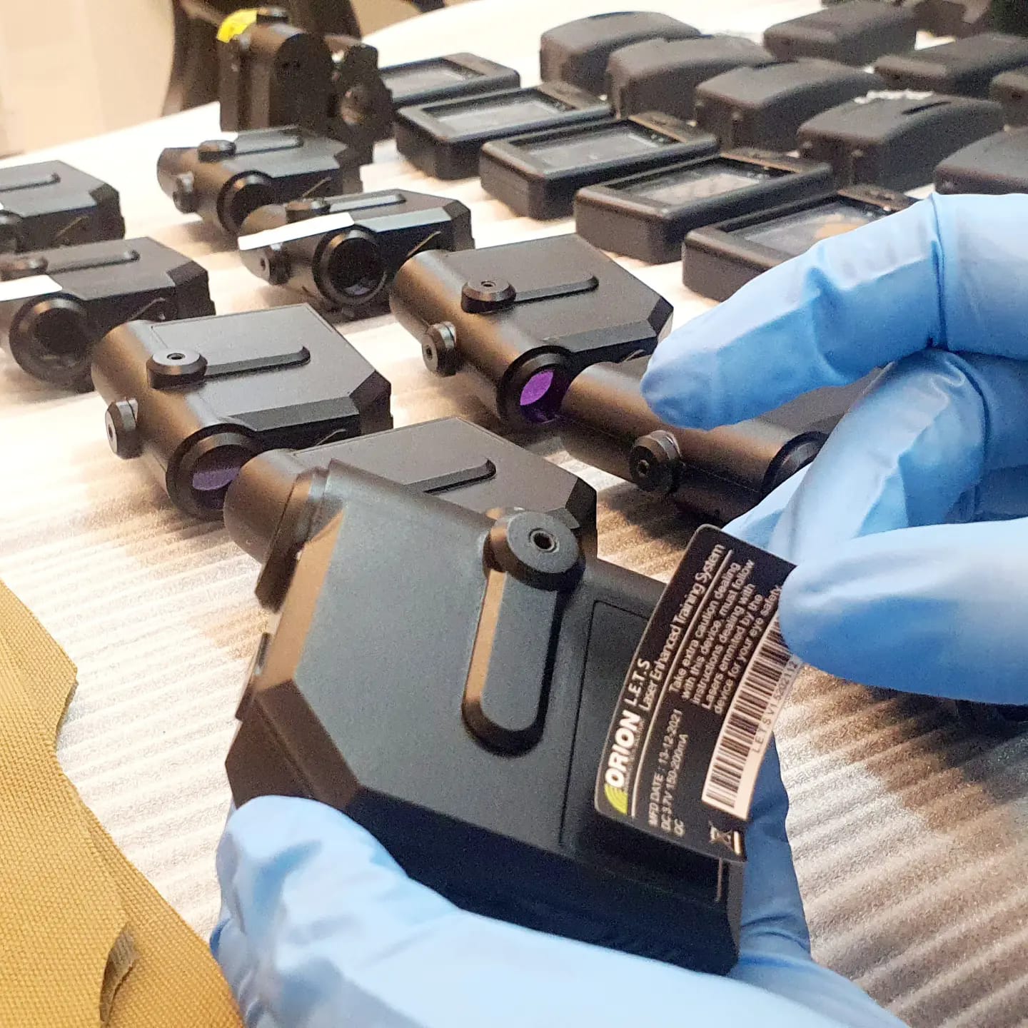 ORION laser training transmitters during in-house assembly